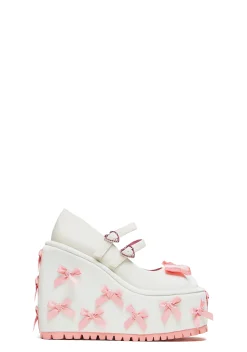 Koi Footwear Sandals|Mary Janes*A Courtship of Bows Platform Mary Janes - Cream