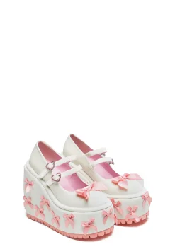 Koi Footwear Sandals|Mary Janes*A Courtship of Bows Platform Mary Janes - Cream