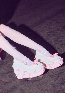 Koi Footwear Sandals|Mary Janes*A Courtship of Bows Platform Mary Janes - Cream