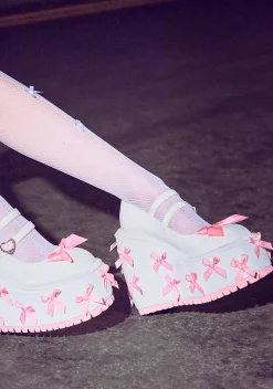 Koi Footwear Sandals|Mary Janes*A Courtship of Bows Platform Mary Janes - Cream