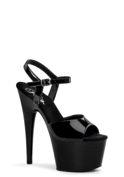 Pleaser Platforms|Heels*ADORE-709 Midnight Kat Stacks Adore Platform Heels
