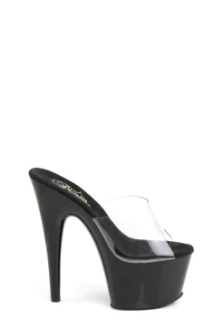 Pleaser Heels|Sandals*Adore-701 Peep Toe Slides - Black