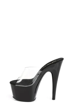 Pleaser Heels|Sandals*Adore-701 Peep Toe Slides - Black