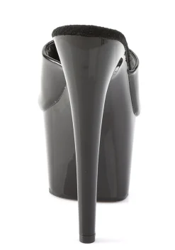 Pleaser Sandals*Adore-701 Peep Toe Slides - Black Vinyl