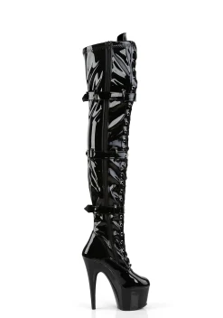 Pleaser Boots*Adore-3028 Triple Buckle Thigh Boots