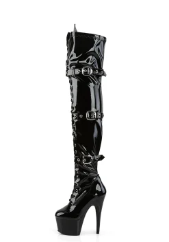 Pleaser Boots*Adore-3028 Triple Buckle Thigh Boots