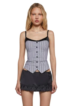Sugar Thrillz Corsets|Tops*All Or Nothing Striped Vest