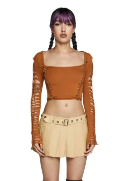 Current Mood Tops*Alternative Spells Long Sleeve Top - Light Brown