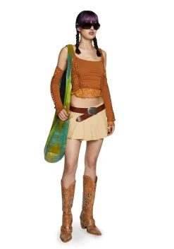Current Mood Tops*Alternative Spells Top And Gloves Set - Brown