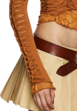 Current Mood Tops*Alternative Spells Top And Gloves Set - Brown