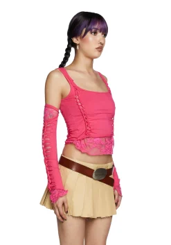 Current Mood Tops*Alternative Spells Top And Gloves Set - Hot Pink