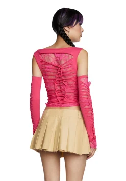 Current Mood Tops*Alternative Spells Top And Gloves Set - Hot Pink
