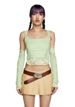 Current Mood Tops*Alternative Spells Top And Gloves Set - Sage