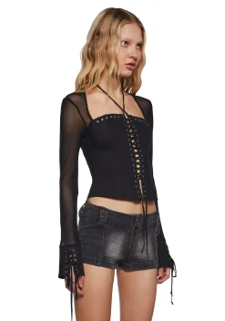 DARKER WAVS Tops*Ambient Corset Long Sleeve Top
