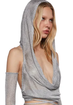 DARKER WAVS Sweatshirts & Hoodies|Tops*Ambient Hoodie Backless Top With Gloves
