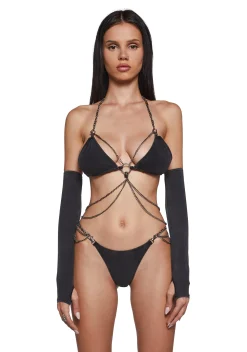 DARKER WAVS Lingerie*Ambient Strappy Chain Lingerie Set