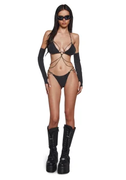 DARKER WAVS Lingerie*Ambient Strappy Chain Lingerie Set