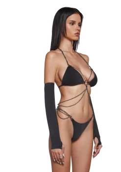 DARKER WAVS Lingerie*Ambient Strappy Chain Lingerie Set