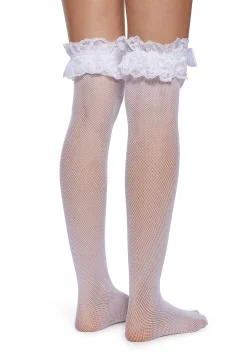 x_Leg Avenue Socks & Tights*Angel Come On Over Fishnet Thigh Highs