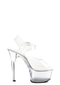 Pleaser Heels|Sandals*Aspire-608 Ankle Strap Sandals - White