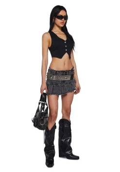 DARKER WAVS Bottoms|Skirts*Asymmetrical Spiked Mini Skirt