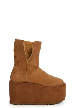 DARKER WAVS Boots|Platforms*Atmosphere Fleece Lined Suede Platform Boots - Brown
