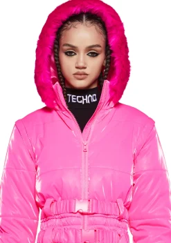 Club Exx Plus*Aurora Beam Liquid Velvet Snowsuit - Pink