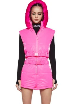 Club Exx Plus*Aurora Beam Liquid Velvet Snowsuit - Pink
