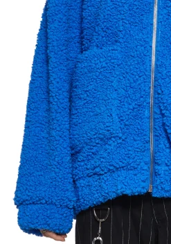 Current Mood Outerwear*Azure Blissful Misery Hooded Sherpa Jacket