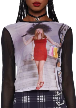 Dolls Kill x Clueless Tops*Barney Repeller Mesh Top