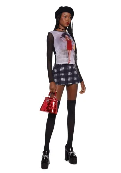 Dolls Kill x Clueless Tops*Barney Repeller Mesh Top