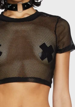 Club Exx Tops|Plus*Bass Boomin' Fishnet Top