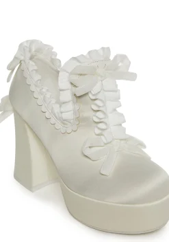 Trickz N' Treatz Platforms|Mary Janes*Bisou Baby Platform Heels - White