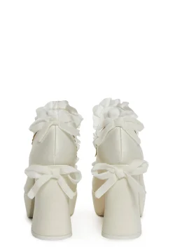 Trickz N' Treatz Platforms|Mary Janes*Bisou Baby Platform Heels - White