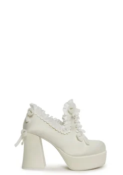 Trickz N' Treatz Platforms|Mary Janes*Bisou Baby Platform Heels - White