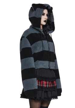 The Grave Girls Outerwear|Sweatshirts & Hoodies*Black Cat Energy Hooded Sherpa Jacket