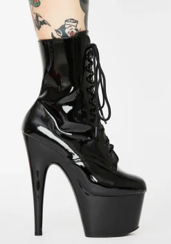 Pleaser Boots|Platforms*Black Patent Adore-1020 Stiletto Boots