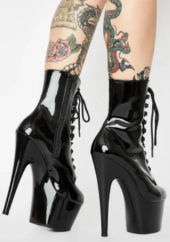 Pleaser Boots|Platforms*Black Patent Adore-1020 Stiletto Boots