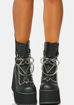 Demonia Boots|Platforms*Black Ritual Chain Platform Boots