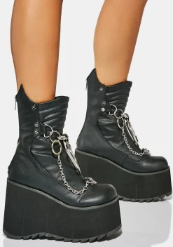 Demonia Boots|Platforms*Black Ritual Chain Platform Boots