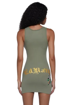 Ed Hardy Dresses*Black Rose Ribbed Tank Dress