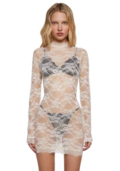 Current Mood Dresses|Mini Dresses*Blank Spaces Sheer Mini Dress - Ivory