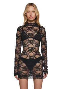 Current Mood Dresses|Mini Dresses*Blank Spaces Sheer Mini Dress - Black