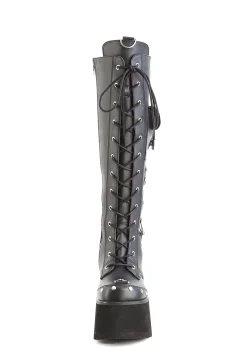 Demonia Boots|Platforms*Blaze-202 Lace-Up LED Knee High Boots