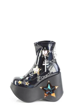 Demonia Boots|Platforms*Blaze-108 LED Light-Up Star Ankle Boots