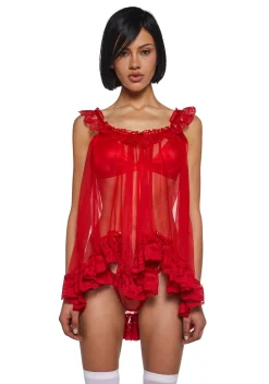 Sugar Thrillz Lingerie*Blissful Heaven Lingerie Set - Red