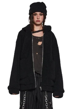 Current Mood Outerwear*Blissful Misery Hooded Sherpa Jacket