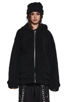 Current Mood Outerwear*Blissful Misery Hooded Sherpa Jacket