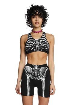 Trickz N' Treatz Tops|Plus*Bone To Pick Skeleton Crop Top
