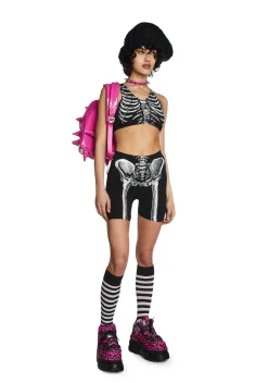 Trickz N' Treatz Tops|Plus*Bone To Pick Skeleton Crop Top